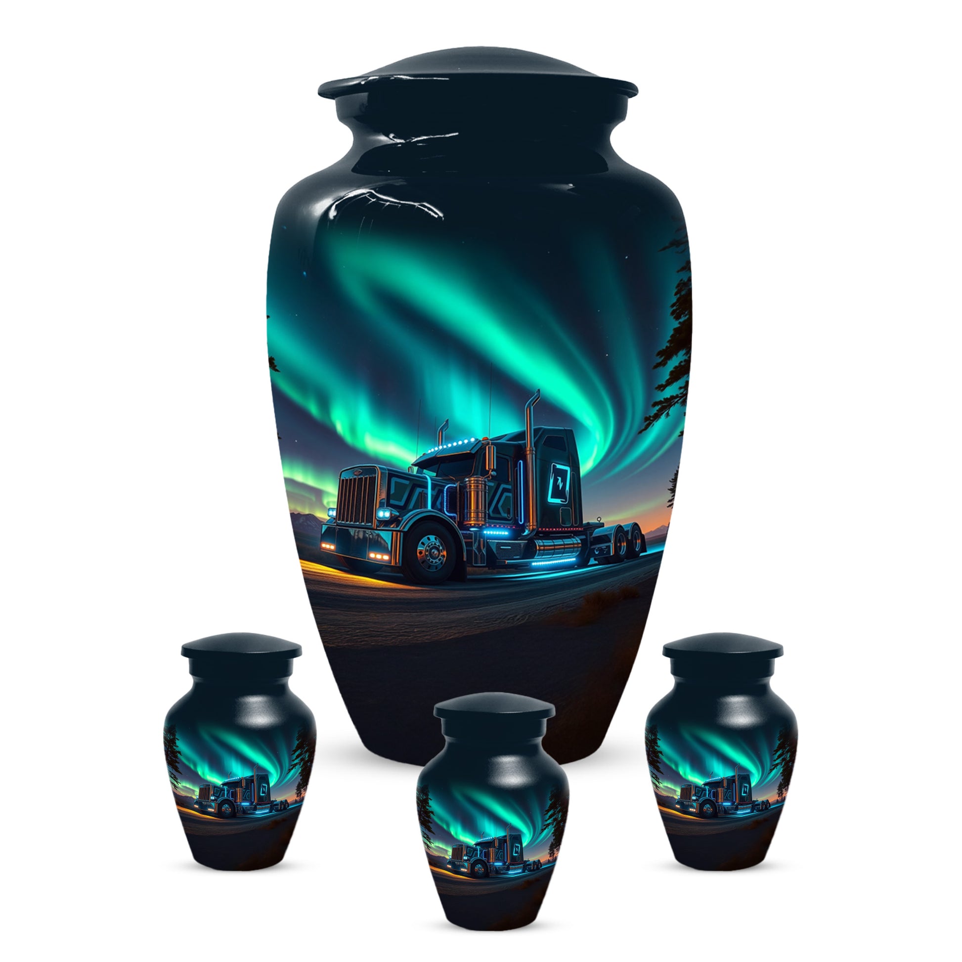 Semi Truck Cremation Urn for Ashes - Personalized Trucker Memorial for Dad | Big Rig Funeral Urns for Adult Male