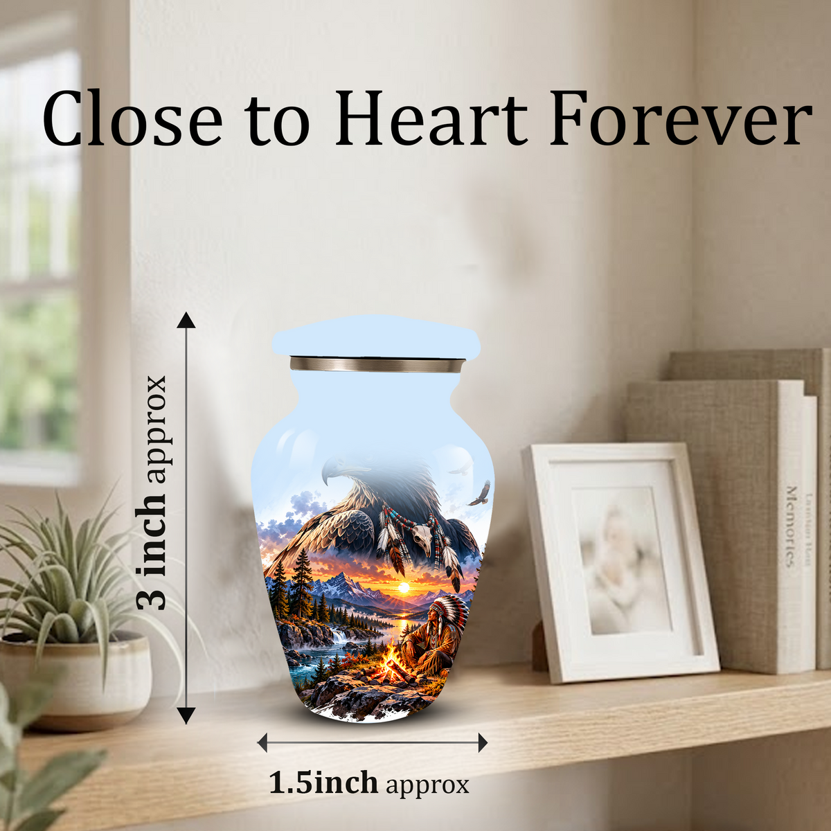 Personalized Adult Cremation Urn for Ashes, Native American Eagle Memorial Urn