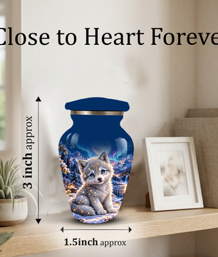 Celestial White Wolf Cremation Urn for Adult Ashes – Magical Winter Memorial Urn