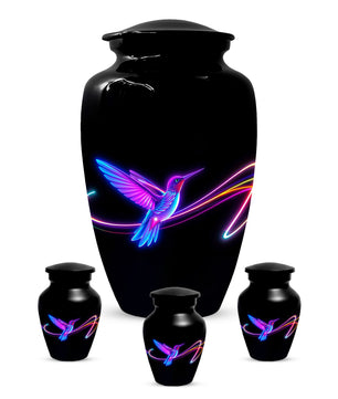 Personalized Neon Hummingbird Urn for Ashes – Modern Custom Adult Cremation Urn,