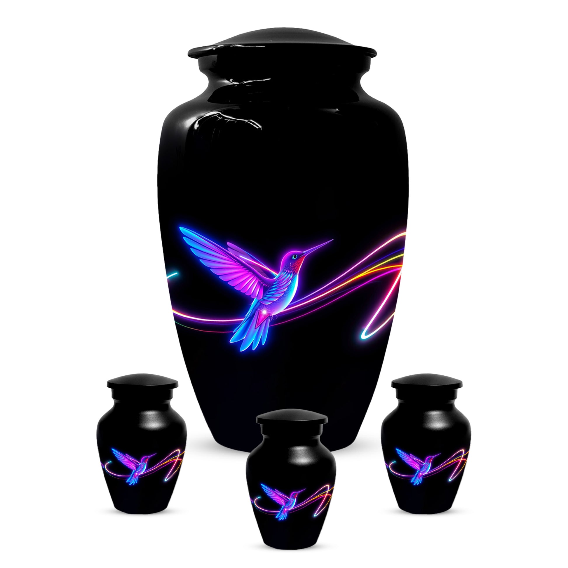 Personalized Neon Hummingbird Urn for Ashes – Modern Custom Adult Cremation Urn,