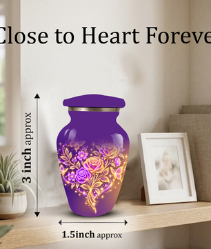 Purple Rose & Butterfly Cremation Urn for Ashes | Personalized Floral Memorial Urn | Handmade Adult Urn for Human Ashes