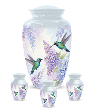 Hummingbird Floral Adult Urn for Human Ashes | Personalized Adult Cremation Urn