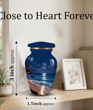 Moonlit Beach Memorial Urn, Ocean Wave Urn ,Adult Cremation Urn for Ashes