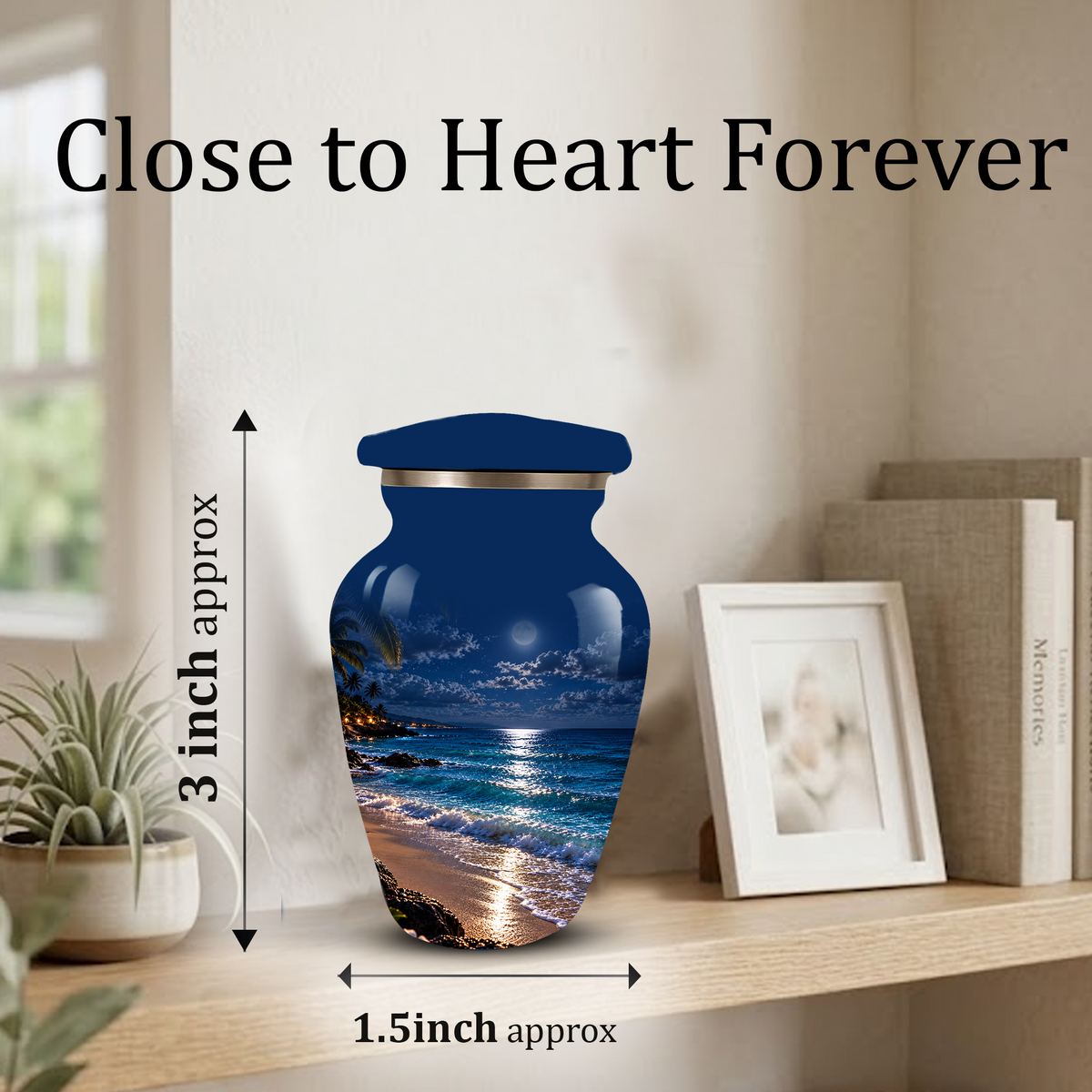Moonlit Beach Memorial Urn, Ocean Wave Urn ,Adult Cremation Urn for Ashes
