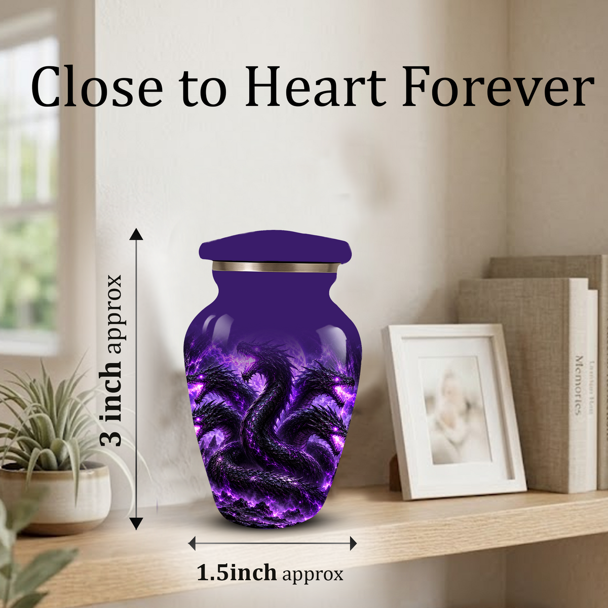 Purple Dragon Cremation Urn for Ashes | Personalized Dragon Memorial Urn | Three Headed Dragon Adult Urn