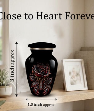 Black Rose & Scorpion Cremation Urn – Gothic Adult Memorial Urn for Ashes