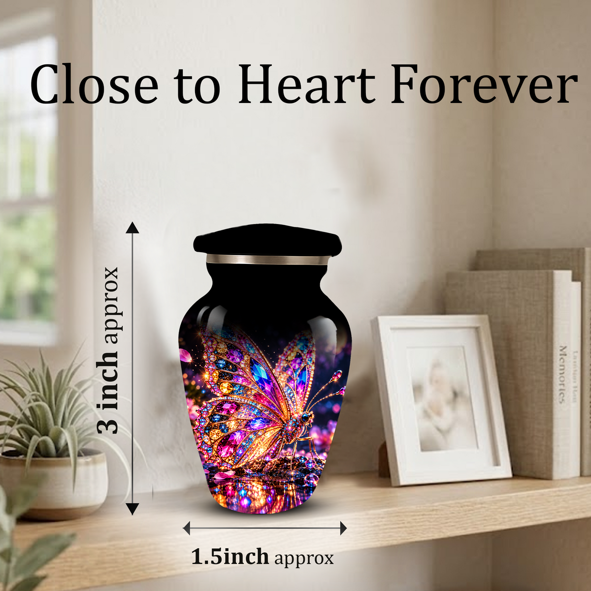 Personalized Adult Cremation Urn for Ashes, Jeweled Butterfly Memorial Urn, Custom Butterfly Urn