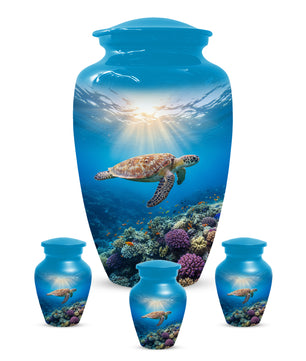Ocean Wave Cremation Urn for Adult Ashes | Sea Turtle Ocean Theme Memorial Urn