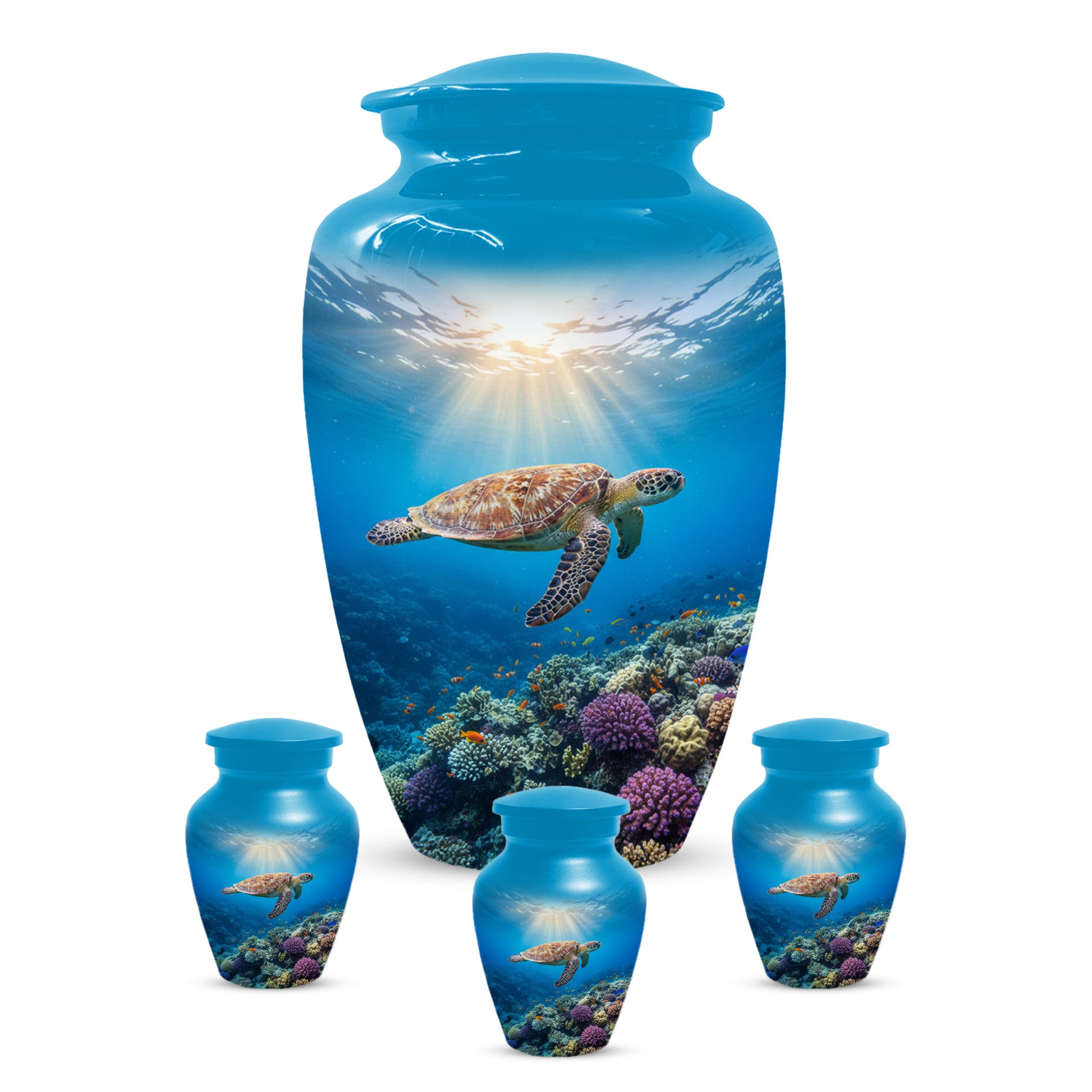 Ocean Wave Cremation Urn for Adult Ashes | Sea Turtle Ocean Theme Memorial Urn
