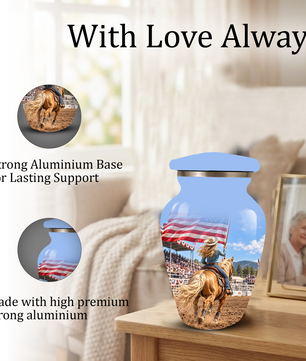 American Flag Cremation Urn – Personalized Cowgirl & Western Memorial Urn for Ashes