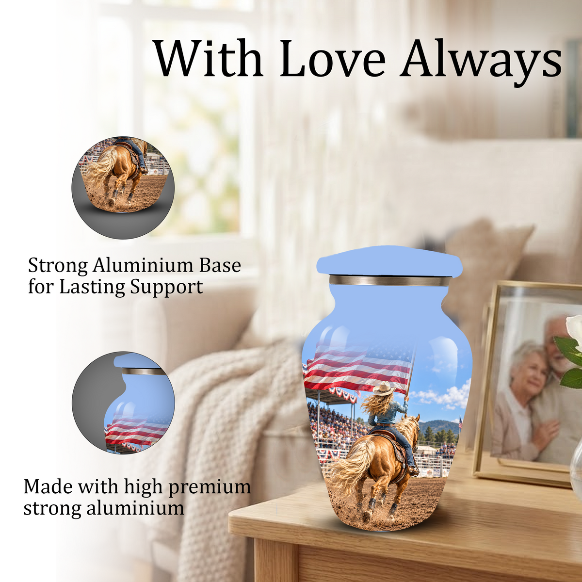 American Flag Cremation Urn – Personalized Cowgirl & Western Memorial Urn for Ashes