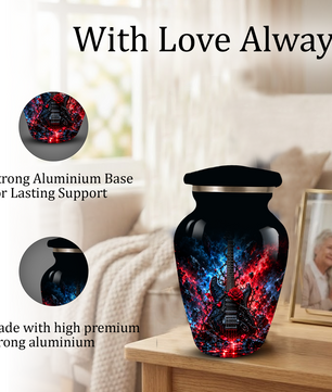 Personalized Electric Guitar Cremation Urn for Ashes, Black Adult  Memorial Urn, Music Lover Tribute Urn