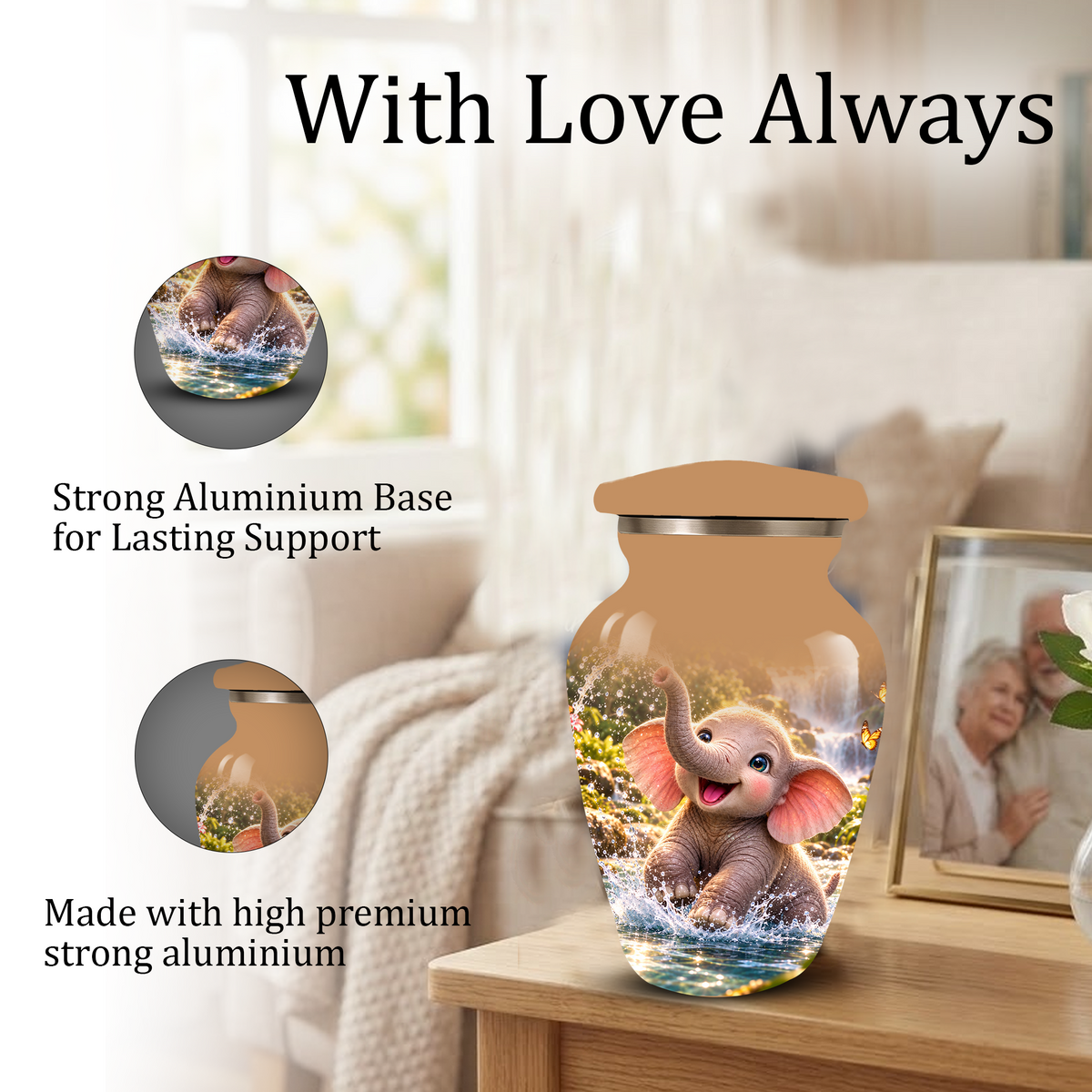 Cute Elephant Cremation Urn for Ashes | Personalized Elephant Memorial Urn | Baby Elephant Urn