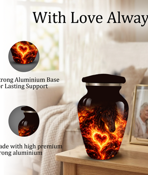 Personalized Horse Cremation Urn for Ashes, Fiery Horse Memorial Urn, Custom Equine Urn