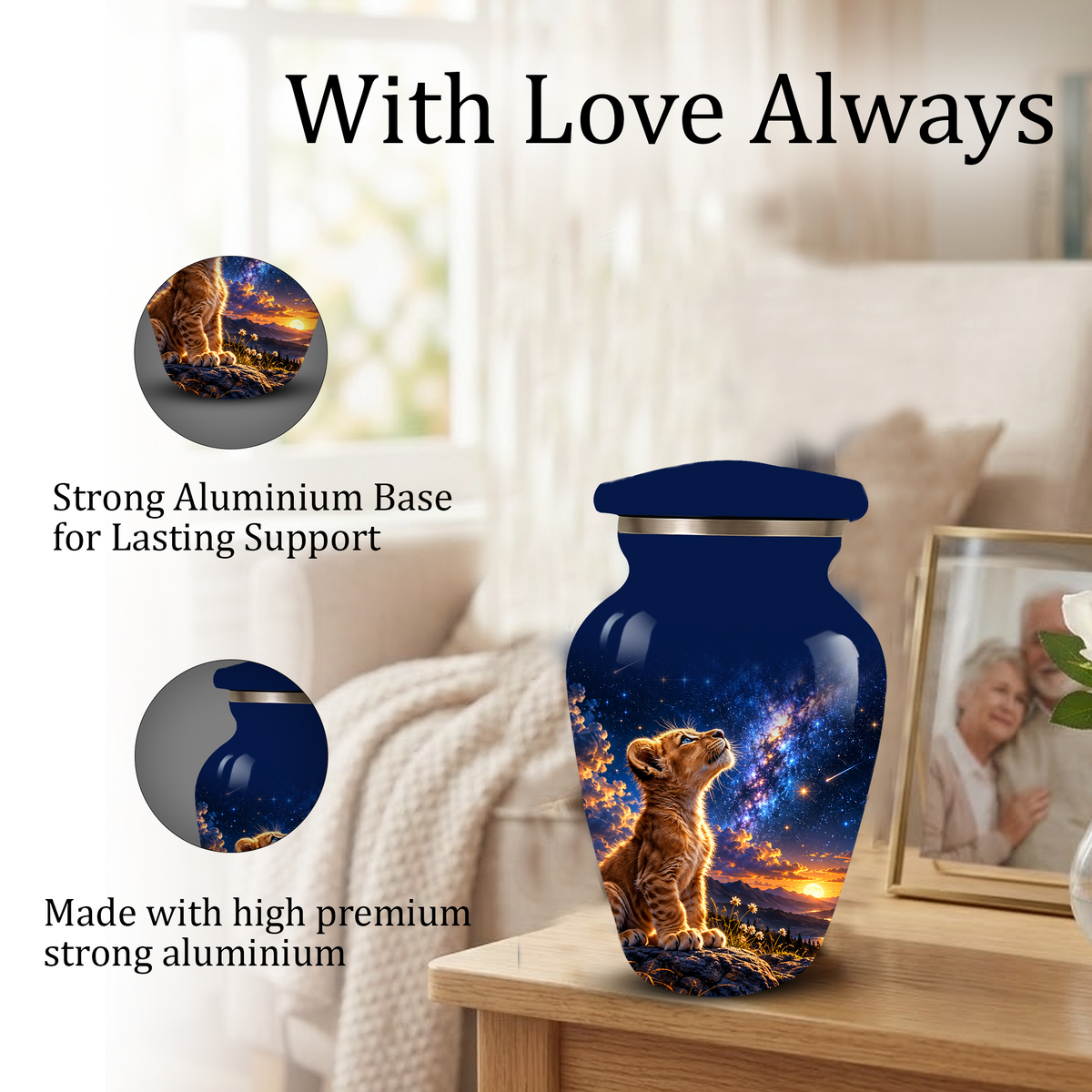 Personalized Cat Cremation Urn for Ashes, Galaxy Cat Adult Memorial Urn, Custom Pet Urn