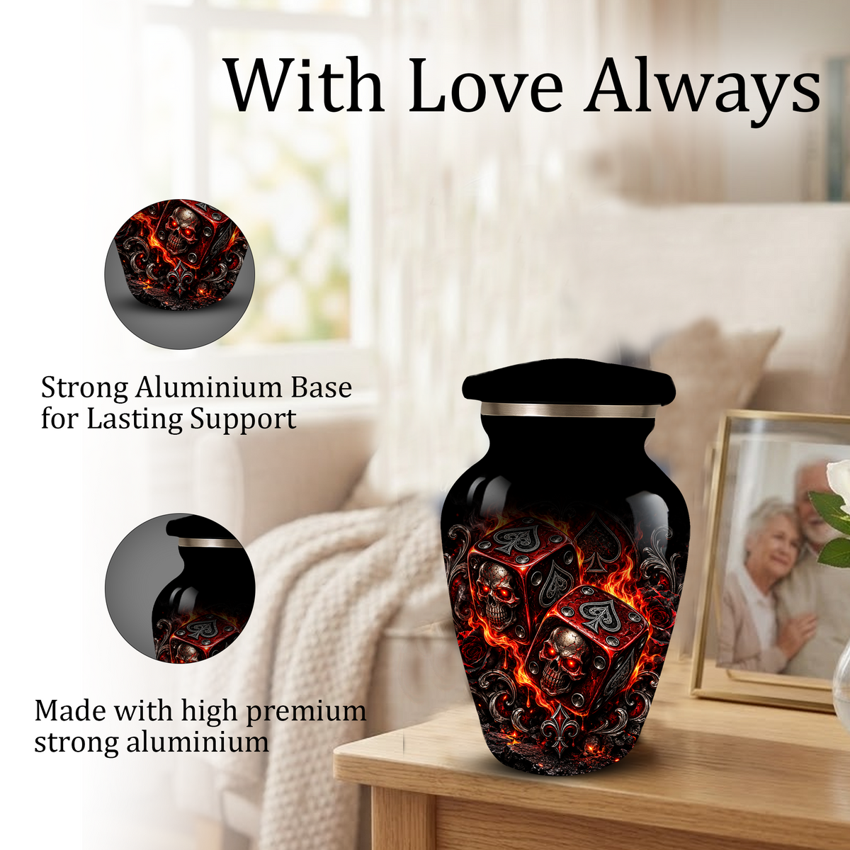 Skull Dice Cremation Urn for Ashes | Personalized Adult Memorial Urn