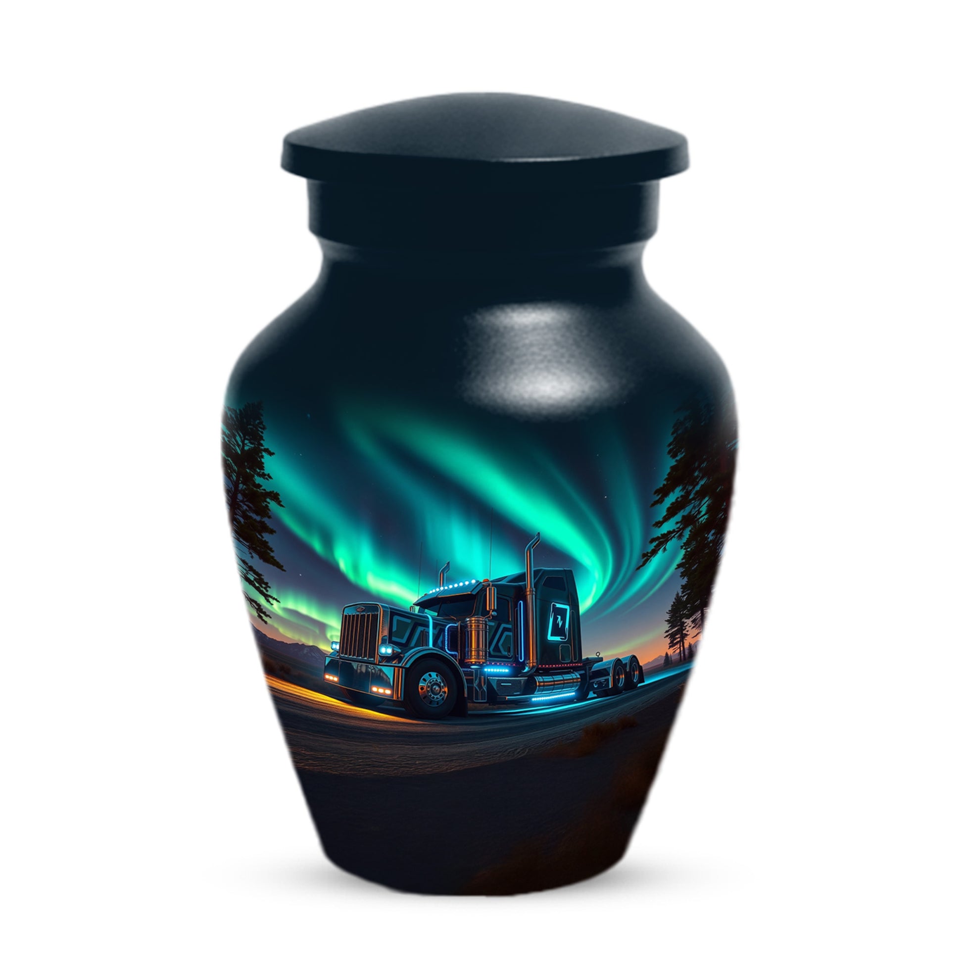 Semi Truck Cremation Urn for Ashes - Personalized Trucker Memorial for Dad | Big Rig Funeral Urns for Adult Male