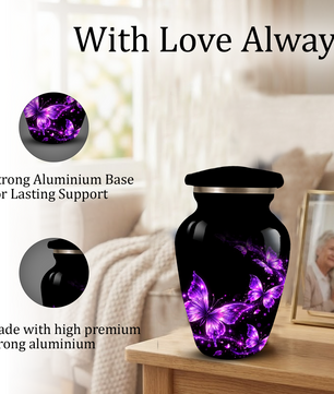Purple Butterfly Cremation Urn for Ashes | Personalized Adult Memorial Urn | Handmade Butterfly Urn for Human Ashes