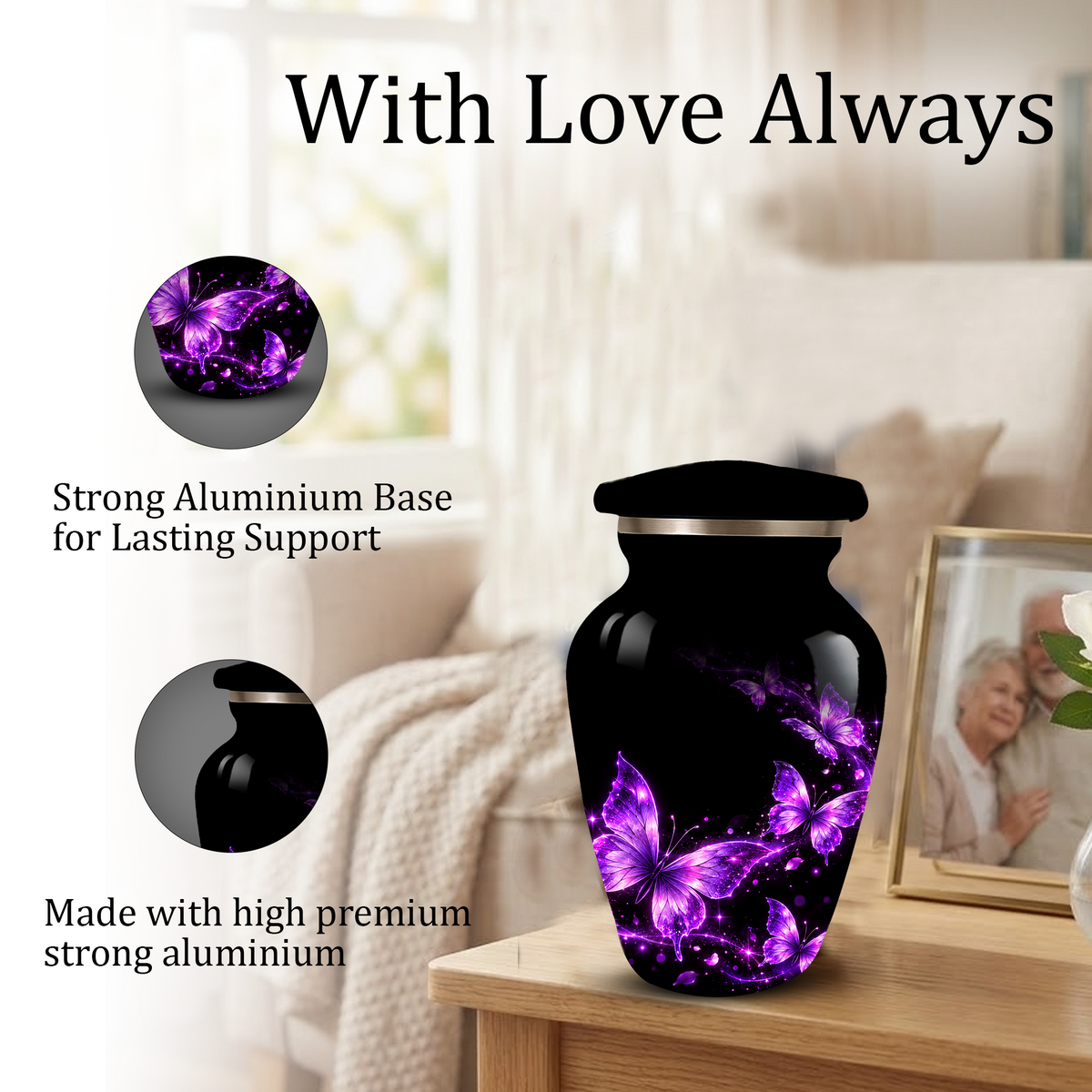 Purple Butterfly Cremation Urn for Ashes | Personalized Adult Memorial Urn | Handmade Butterfly Urn for Human Ashes