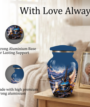 Personalized Guitar Cremation Urn for Ashes, Musical Tribute Urn for Human Ashes