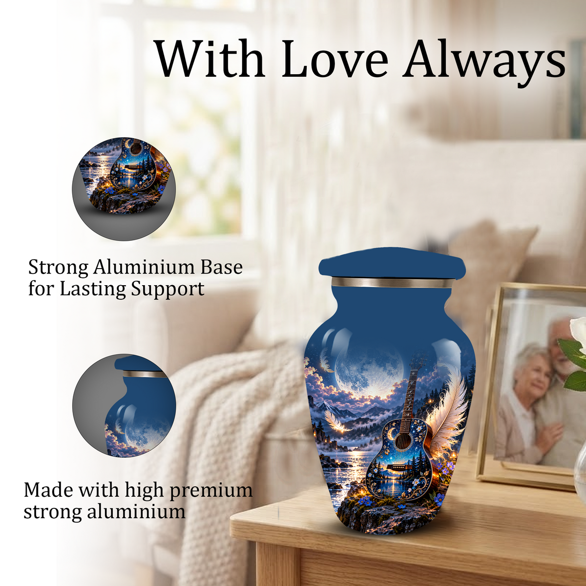 Personalized Guitar Cremation Urn for Ashes, Musical Tribute Urn for Human Ashes