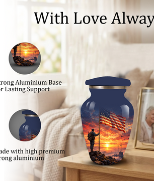 American Flag Cremation Urn for Dad – Patriotic Memorial Urn for Father, Veteran & Adult Male Ashes