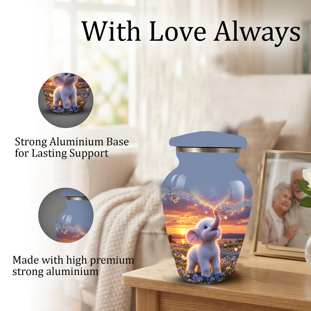 Elephant Cremation Urn for Ashes | Personalized Elephant Memorial Urn | Cute Elephant Urn