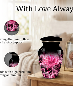 Pink Rose Cremation Urn for Ashes | Personalized Floral Memorial Urn | Handmade Adult Urn for Human Ashes