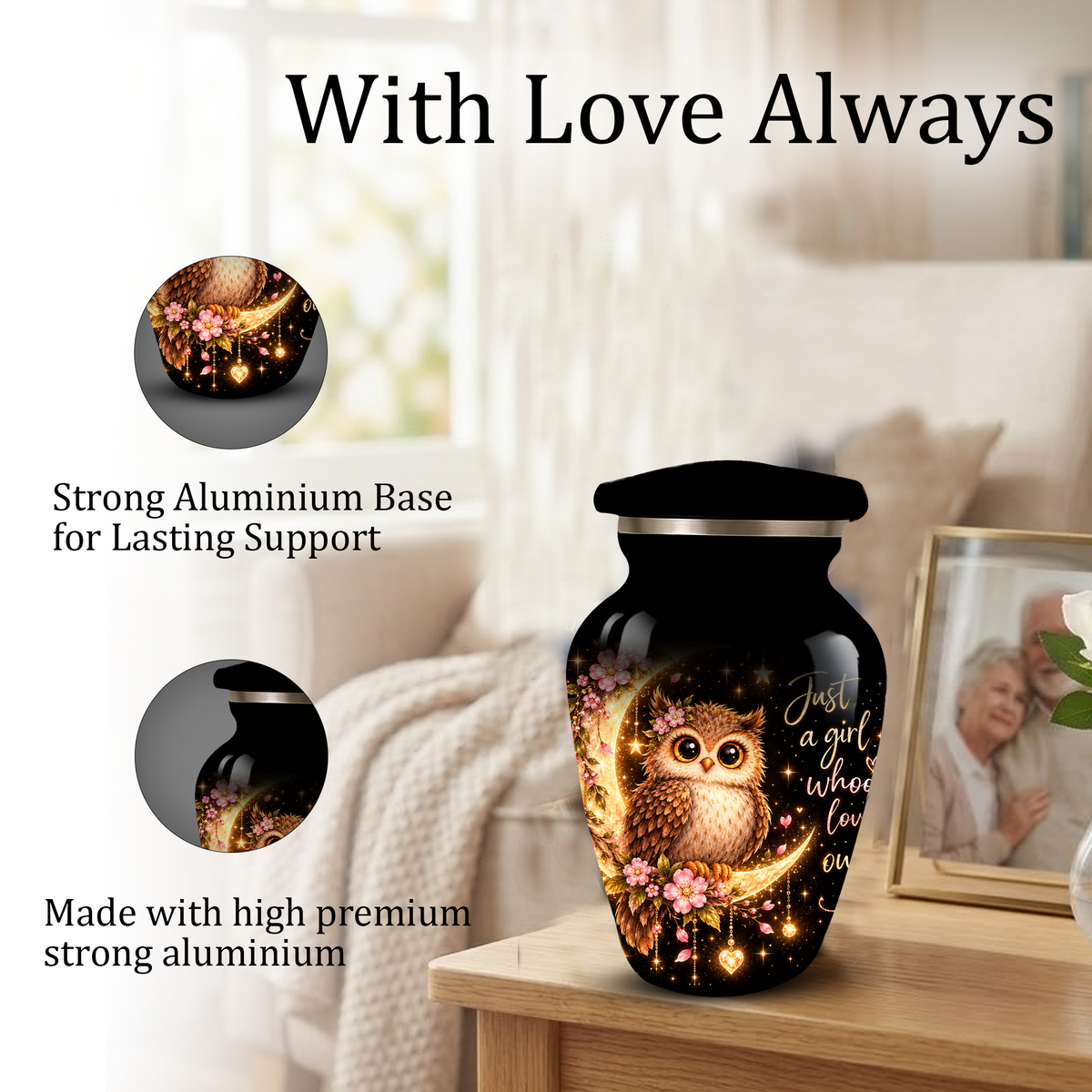 Owl Cremation Urn for Ashes | Personalized Owl Memorial Urn | Cute Bird Funeral Urn
