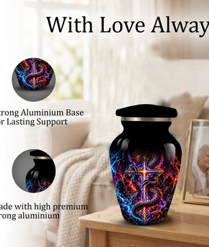 Adult Cremation Urn – Dragon & Cross Memorial Urn for Adult Ashes