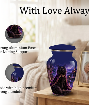 Personalized Cat Urn for Ashes | Custom Pet Urn for Cats | Handmade Metal Cat Memorial Urn