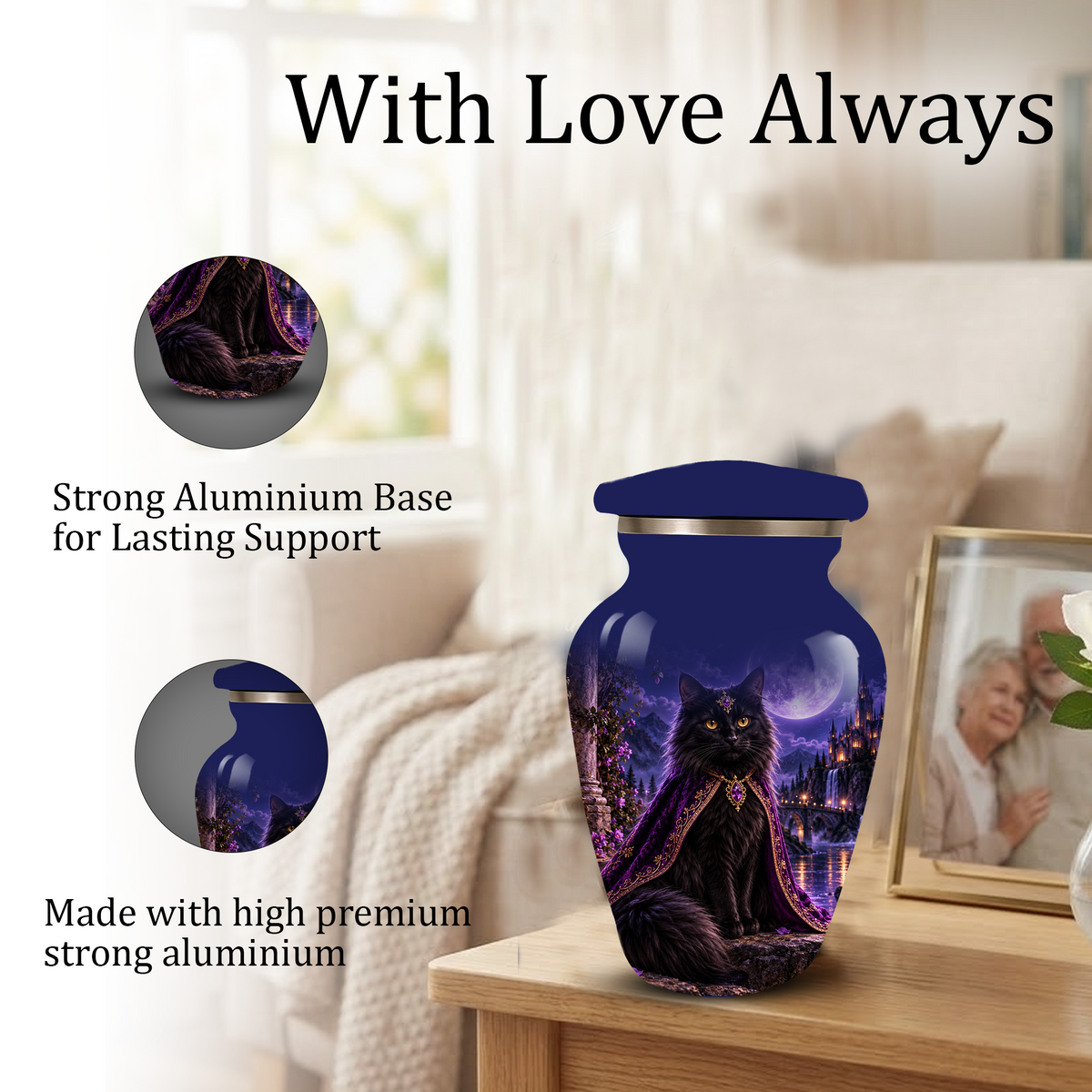 Personalized Cat Urn for Ashes | Custom Pet Urn for Cats | Handmade Metal Cat Memorial Urn