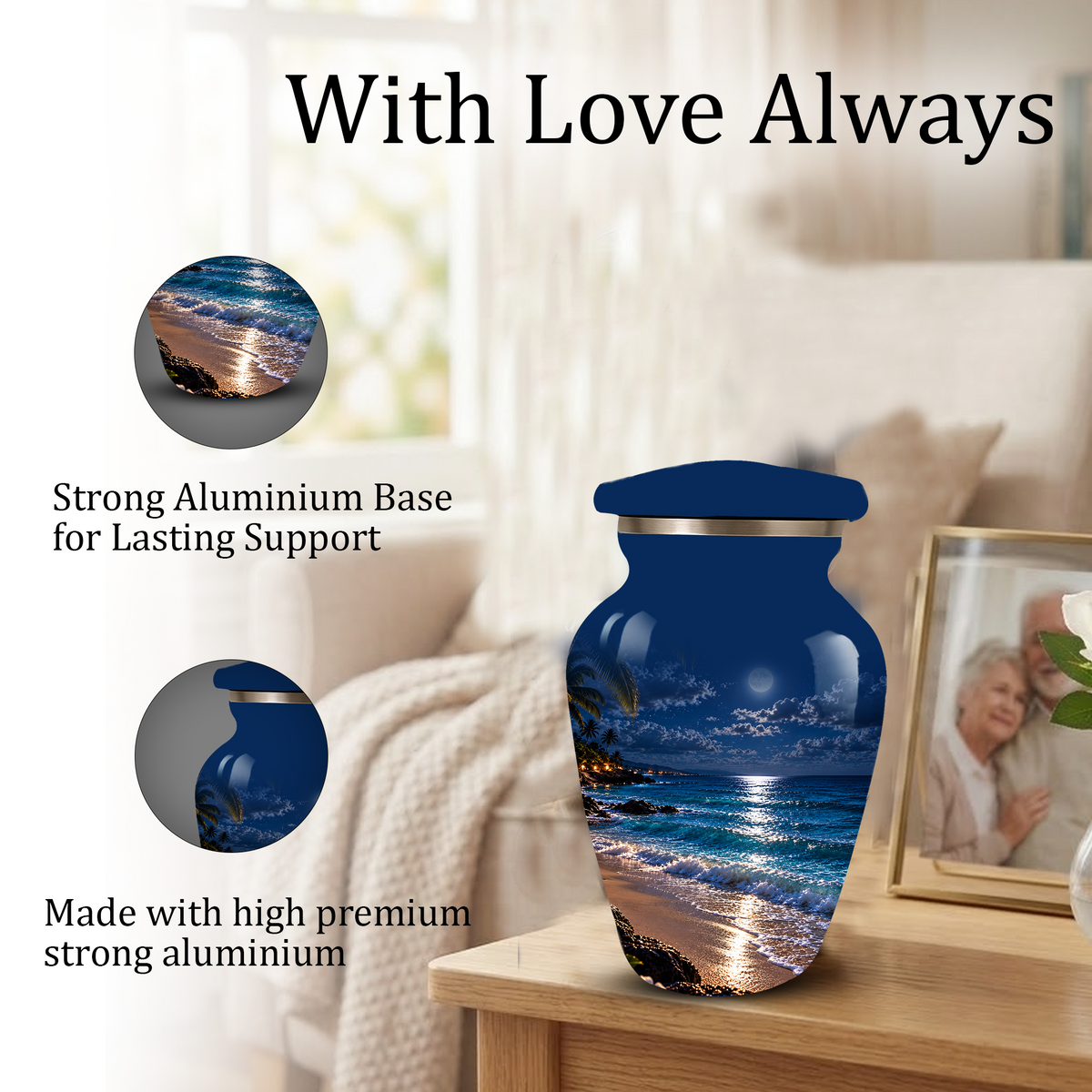 Moonlit Beach Memorial Urn, Ocean Wave Urn ,Adult Cremation Urn for Ashes