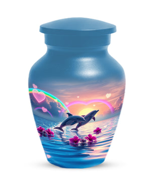 Dolphin Urn for Ashes - Personalized Ocean Sunset Memorial for Mom | Rainbow Cremation Urns for Mother