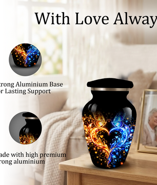 Butterfly Cremation Urn for Adult Ashes, Blue and Gold Butterflies Memorial Urn