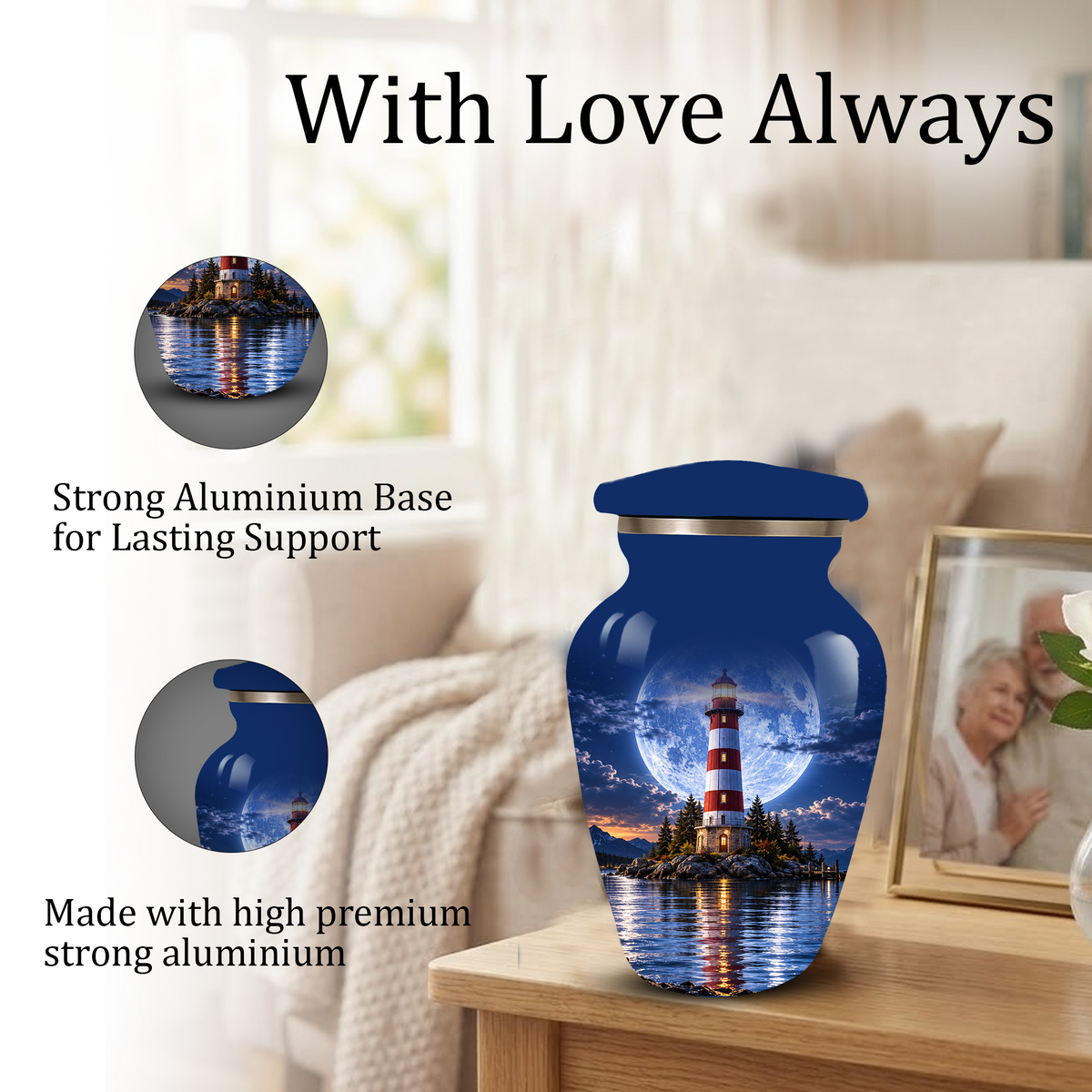 Lighthouse Adult Cremation Urn for Ashes | Ocean Memorial Urn | Personalized Adult Urn for Human Ashes