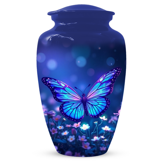 Blue Butterfly Urn for Ashes, Custom Butterfly Cremation Urn