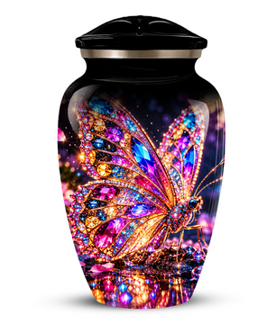 Personalized Adult Cremation Urn for Ashes, Jeweled Butterfly Memorial Urn, Custom Butterfly Urn