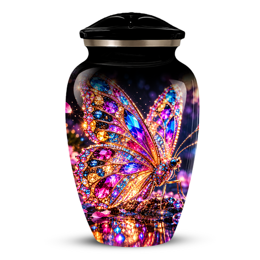 Personalized Adult Cremation Urn for Ashes, Jeweled Butterfly Memorial Urn, Custom Butterfly Urn