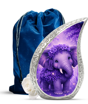 Purple Baby Elephant Adult Urn for Human Ashes