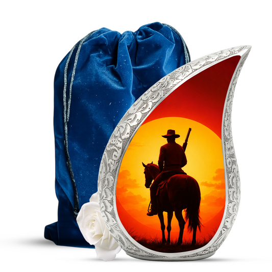 Personalized Cowboy Urn for Dad, Western Memorial Keepsake Ashes