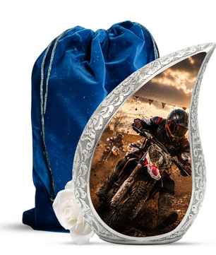 Motorcycle Rider Urn for Dad | Adult Male Cremation Urn for Ashes | Motorcycle Urns for Men