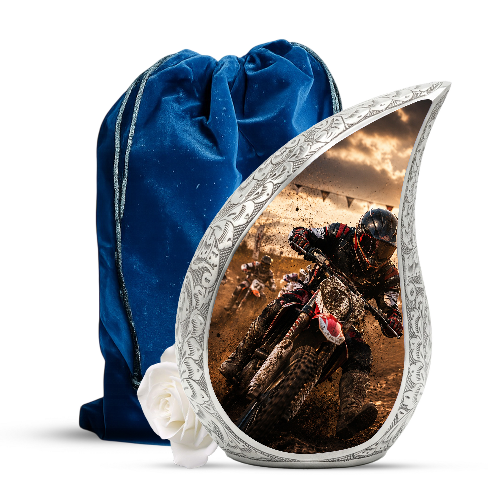 Motorcycle Rider Urn for Dad | Adult Male Cremation Urn for Ashes | Motorcycle Urns for Men