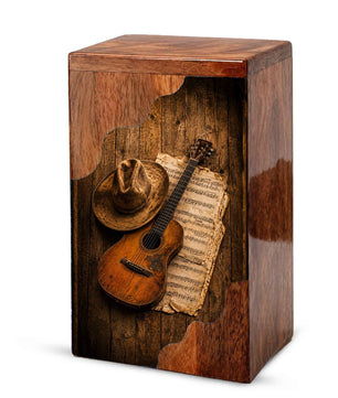 Personalized Wooden Cremation Urn for Dad, Guitar Memorial Urn