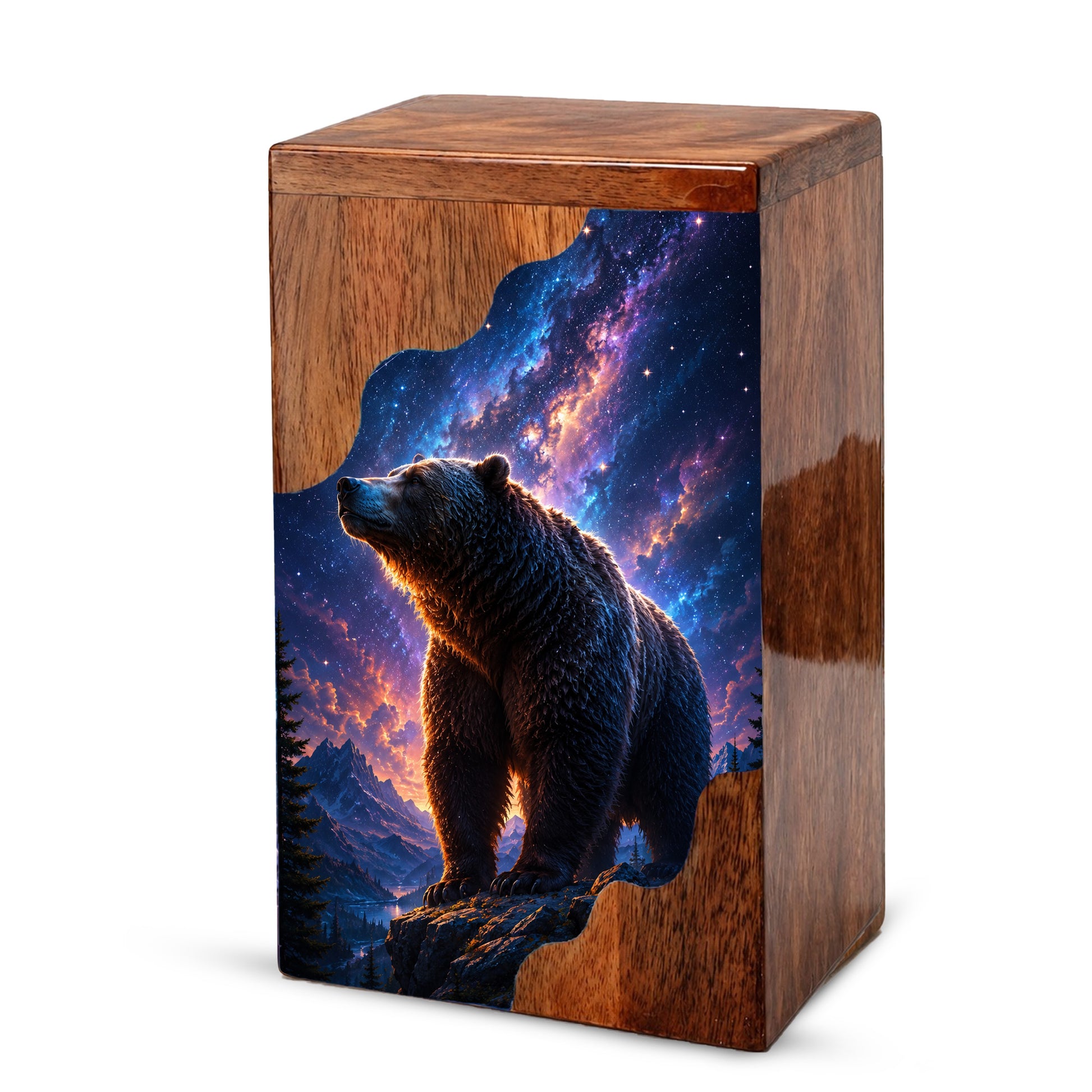 Bear Wooden Cremation Urn – Personalized Memorial Urn for Human Ashes