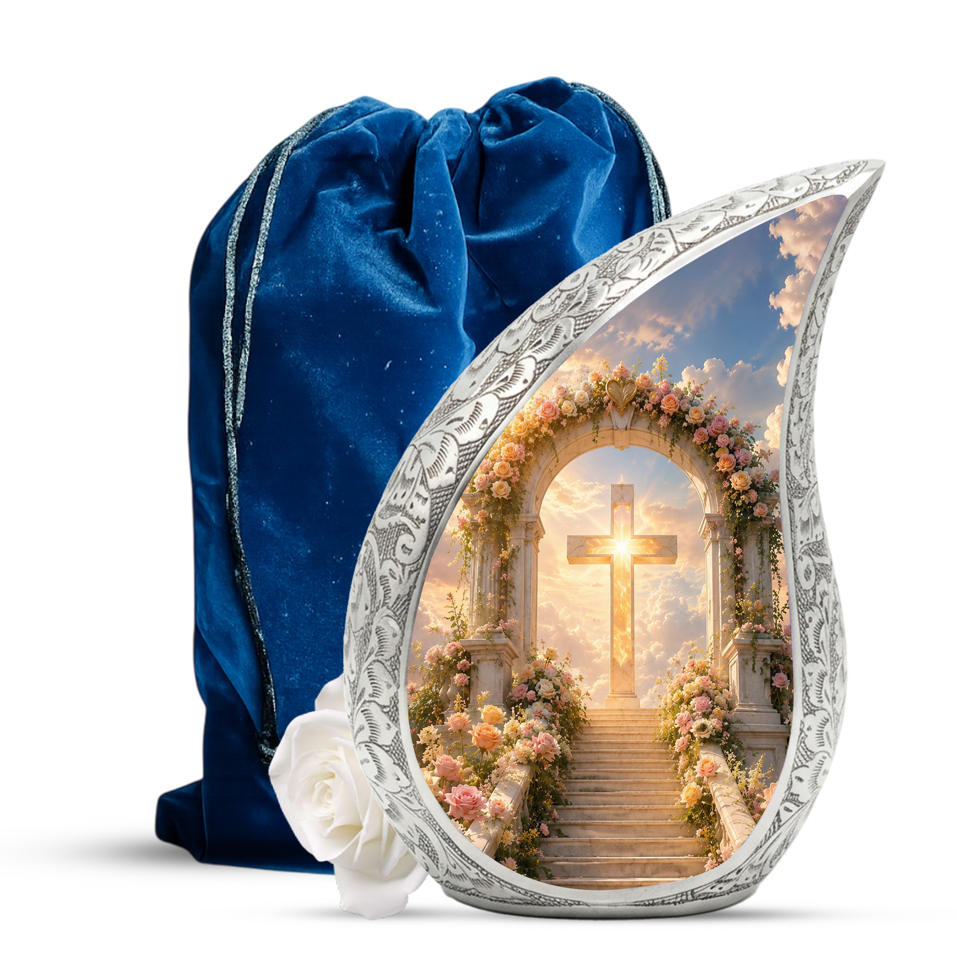 Heaven Cross Urn for Adult Ashes | Elegant Adult Cremation Urn for Human Ashes Memorial