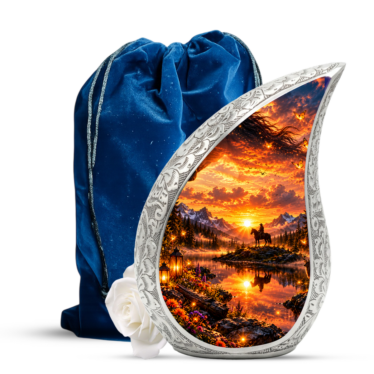 Horse Cremation Urn for Ashes, Cowboy Memorial Urn, Western Adult Urn, Horse Lover Urn