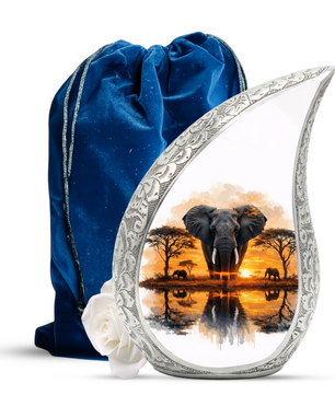 Personalized Urn for Dad, Elephant Memorial Adult Cremation Urn