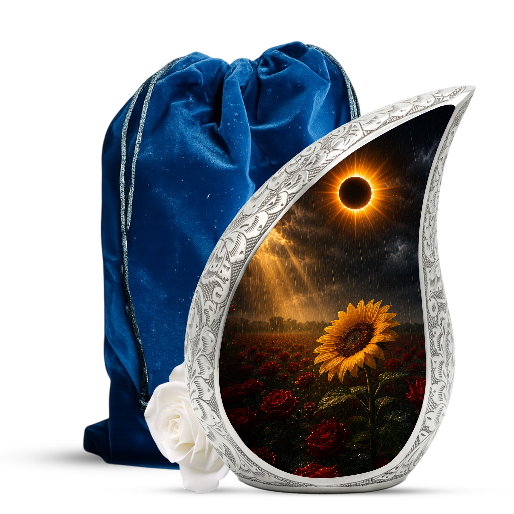 Sunflower Cremation Urn for Human Ashes | Sunflower & Rose Urn